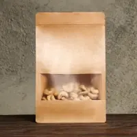 Пакет Zip - lock, крафт, с плоским дном, прямоугольное окно, 16&times;26 см