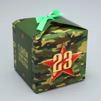 Коробка подарочная складная, упаковка, &laquo;С 23 февраля, камуфляж&raquo;, 12 х 12 х 12 см
