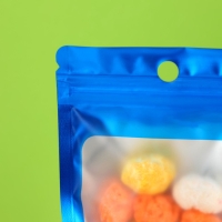 Пакет Зип-лок с окном, с еврослотом, синий, 7,5 х 13 см набор 20шт  10460413