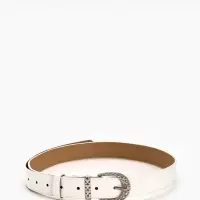 Ремень жен 05-01-02-01, Июнь2509, 3*0,3*110 см, без винта, пряж металл, 1 прокол, белый