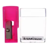 Точилка ErichKrause City Mini Vivid, 1 отверстие, с контейнером, пластиковая, МИКС