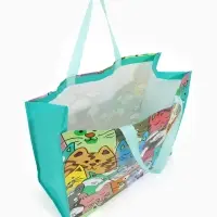 Сумка хоз Котики, 45*20*37, отдел без молнии, зеленый