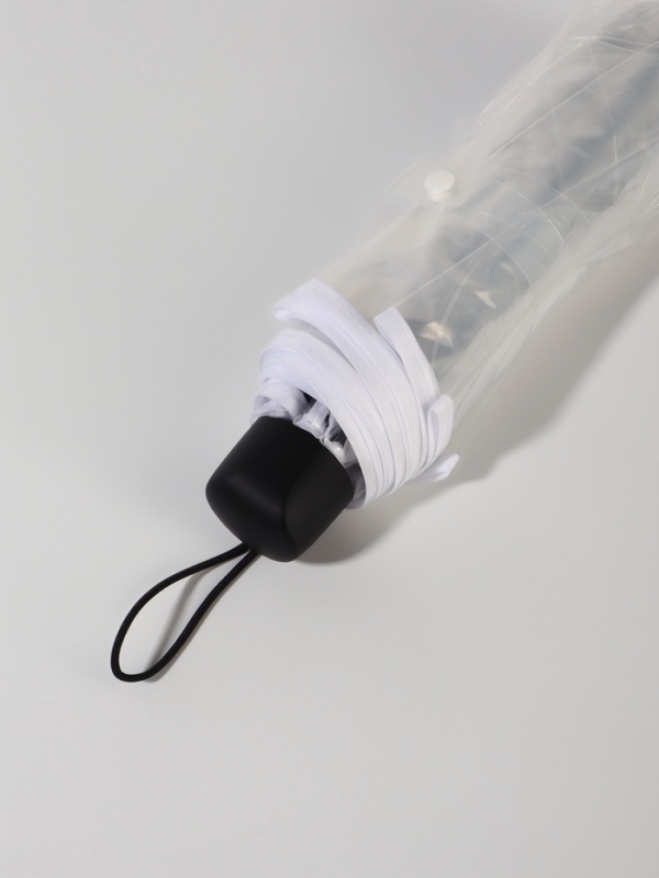 Зонт мех R48/53 8сп 3 сл ПВХ ОДНОТОН круглая ручка белый шильд QF