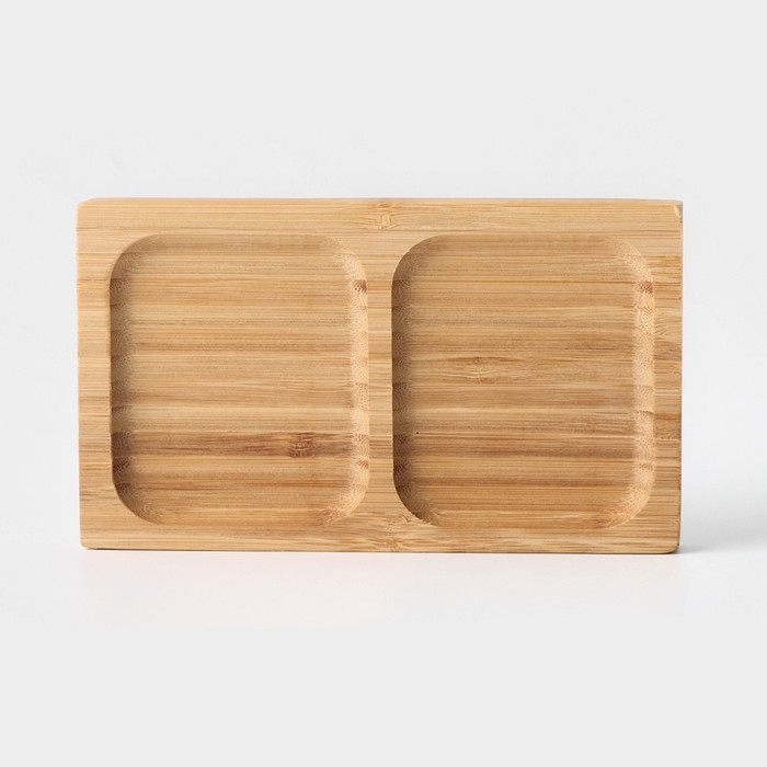 Менажница Striata, 2 секции, 17&times;9,5 см, цвет бежевый