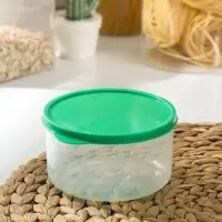 Контейнер круглый Доляна, пищевой, 500 мл, прозрачный, крышка зелёная