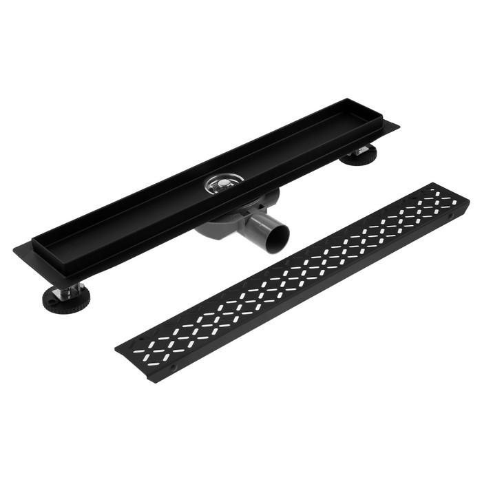 Трап ZEIN engr, c флaнцeм свободного вращ 360&deg;, 7*50 см, d=40/50 мм, нерж сталь, черный