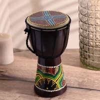 Сувенирный музыкальный инструмент "Барабан Джембе Разноцветный" 13x13x24 см, МИКС