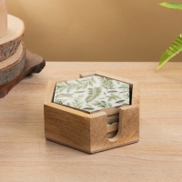 Подставка под горячее (набор 4 шт) "Оливковая ветвь" дерево манго 15х13х5 см