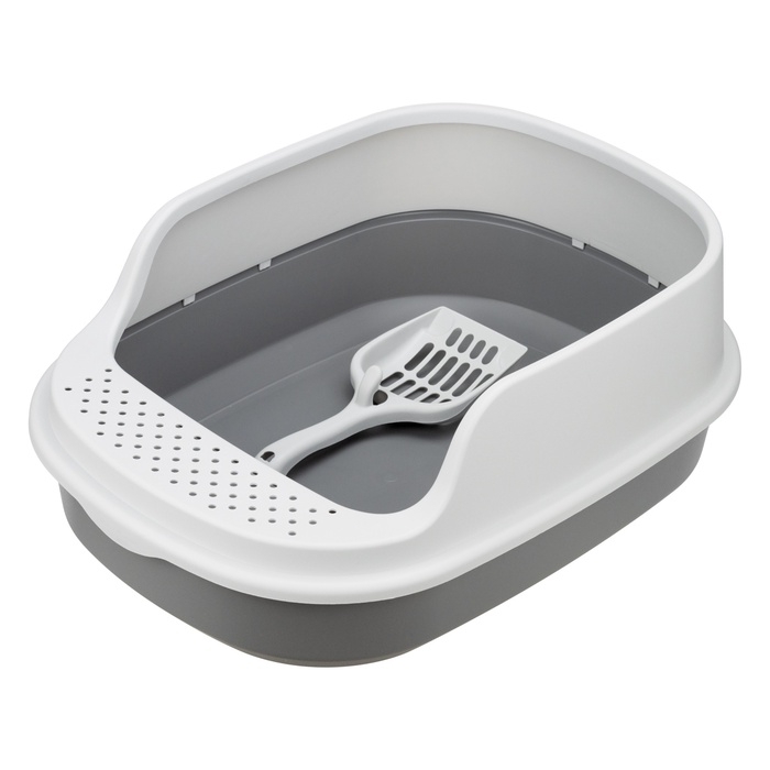 Лоток для кошек Ля-Мурр 48&times;35,5 см с высоким бортом + совок Soft-touch, смоки