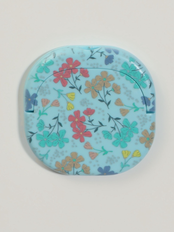 Зеркало карманное &laquo;Узор&raquo;, с подставкой, 8 &times; 8 см, цвет голубой