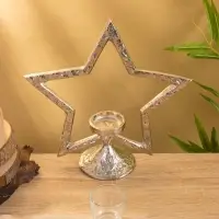 Подсвечник со стеклом "Звезда" алюминий  28х10,5х29,5 см