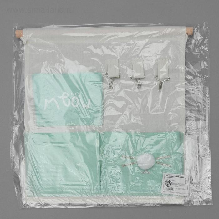 Органайзер подвесной с карманами Доляна &laquo;Мяу&raquo;, 3 отделения, 30&times;34 см, цвет бирюзовый