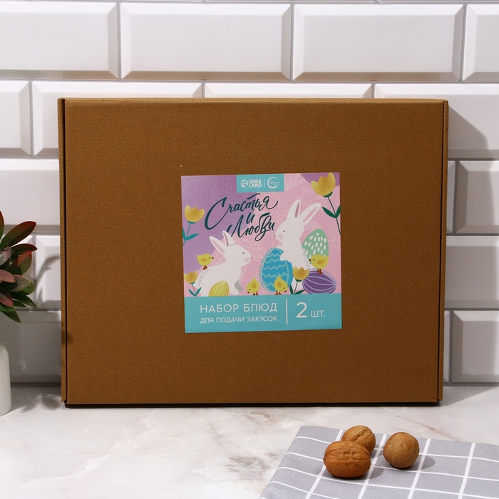 Менажница, набор 2 шт., дерево &laquo;Посуда: пасхальные животные&raquo;, заяц 30х24 см., цыпленок 30х24 см.