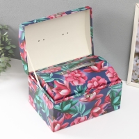 Шкатулка картон сундучок "Волшебные цветы" набор 3 шт 26х18х16,5 24х16х14,5 22х14х12,7 см