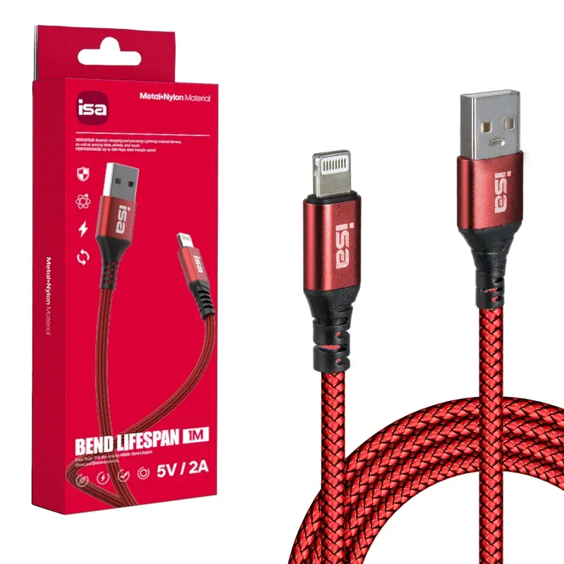 Кабель BX-4 USB на Lightning 1m 2A ISA красный