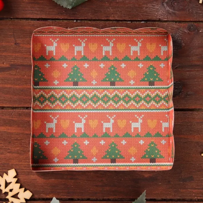 Коробка для печенья, &laquo;Скандинавия&raquo;, 12&times;12&times;3 см, Новый год