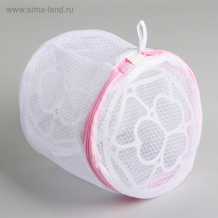 Мешок для стирки белья с диском Доляна, 15&times;15&times;13 см, двухслойный, крупная сетка, диск белый