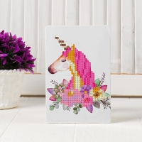 Алмазная вышивка &laquo;Единорог с цветами&raquo;, 10 &times; 15 см, с подставкой, с частичным заполнением