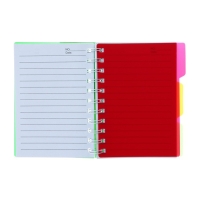 Блокнот на гребне А6, 100 листов, линия, обложка пластик, с разделителями, Ассорти МИКС