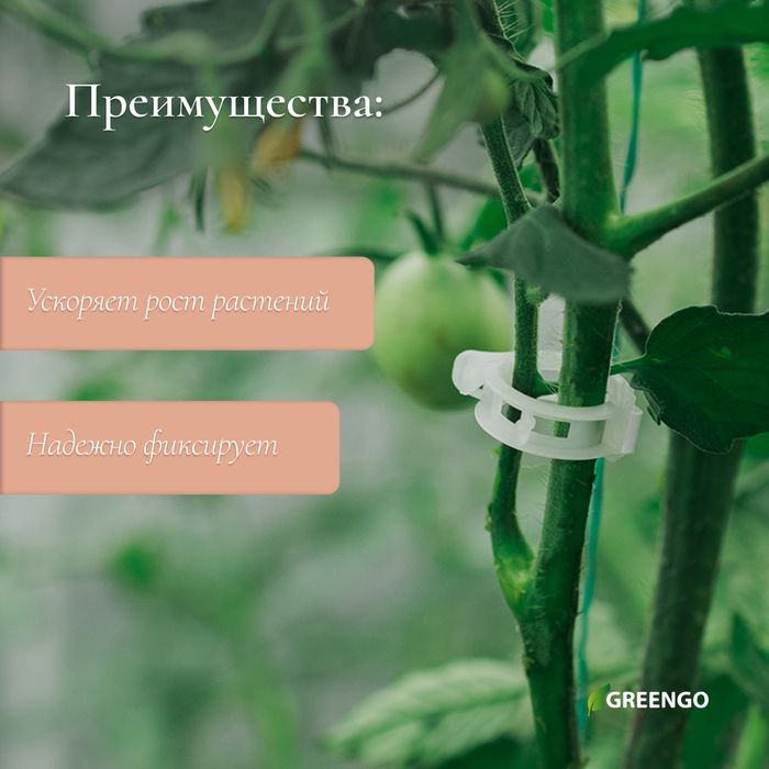 Клипса садовая, d = 15 мм, набор 50 шт., Greengo