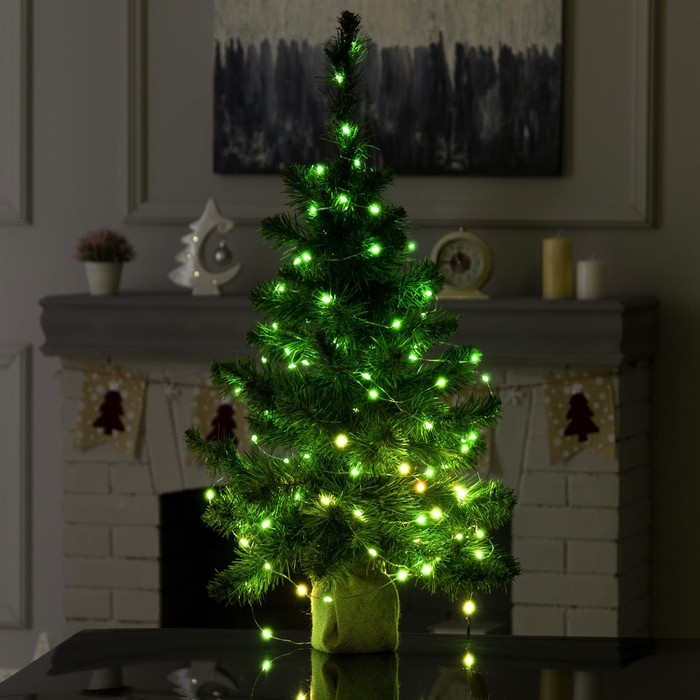 Умная гирлянда &laquo;Нить&raquo; 10 м роса, IP20, серебристая нить, 100 LED, управление с приложения, свечение RGB, USB