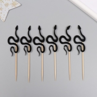 Новогодний топпер для творчества "Чёрная змея" 12.5 см (Новогодний набор 6 шт)