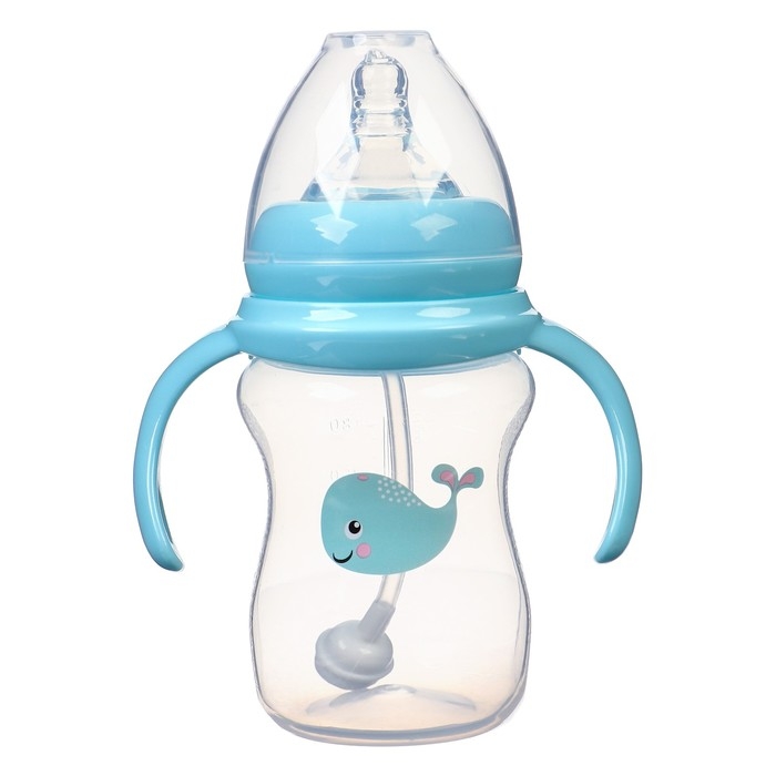 Бутылочка для кормления, ШГ &Oslash;50мм,180 мл, +0мес., цвет голубой