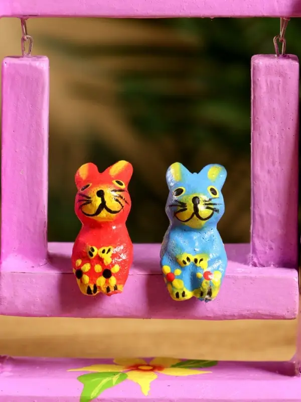 Сувенир &laquo;Зайки на качелях&raquo;, 11&times;5.4&times;14.4 см, дерево, сиреневый