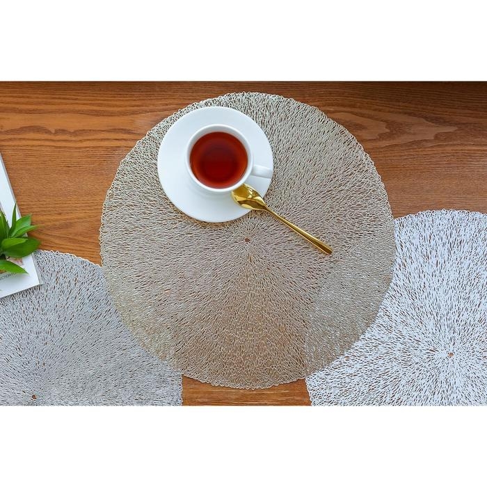 Набор салфеток сервировочных на стол Доляна &laquo;Соломка&raquo;, d=38 см, 4 шт, цвет золото