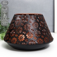 Подсвечник металл на 1 свечу "Ромашки" чёрный с золотом 11,5х17х17 см