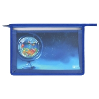 Папка для труда А4, молния сверху, пластиковая, Феникс "Глобус" голубая