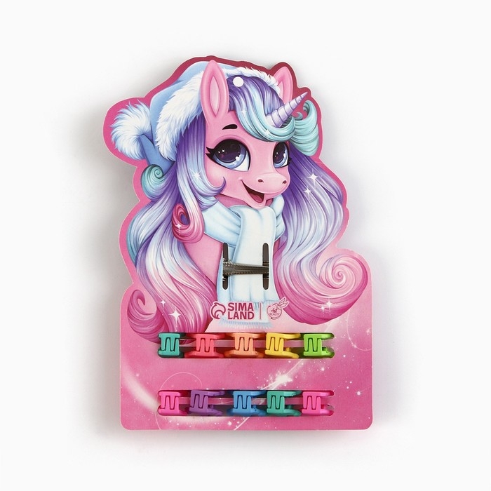 Заколка и крабики для волос новогодние &laquo;Единорог&raquo; на Новый год, 10 х 10,4 см