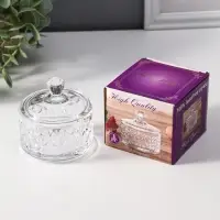 Шкатулка стекло "Ромбы и бриллиант" прозрачная 6,5х6,5х7 см