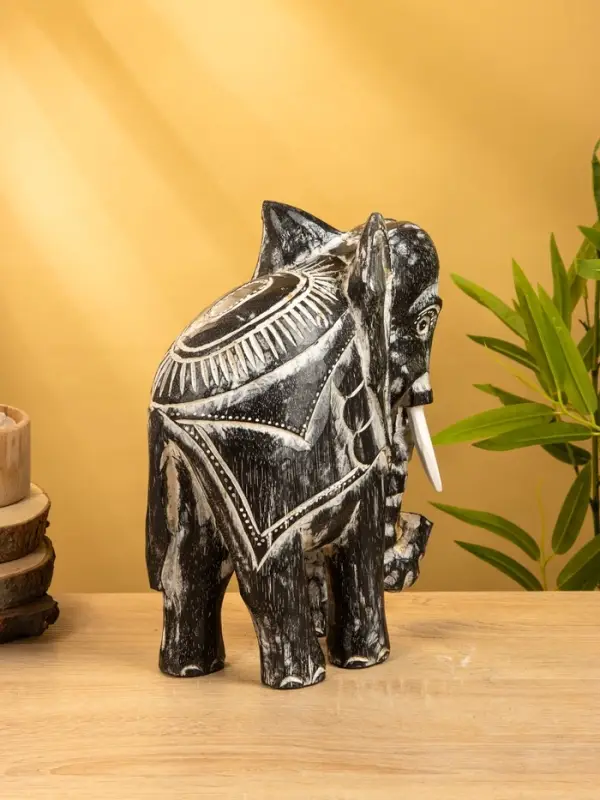 Сувенир "Слон" дерево 24х9х30 см, цв. чёрно-белый