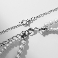 Бусы 3 яруса &laquo;Рошель&raquo; капля, шар №12, цвет белый в серебре, L=42 см