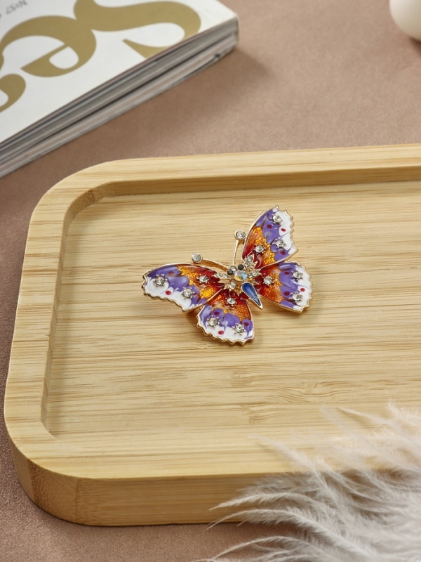Брошь &laquo;Бабочка&raquo; мозаика малая, цветная в золоте