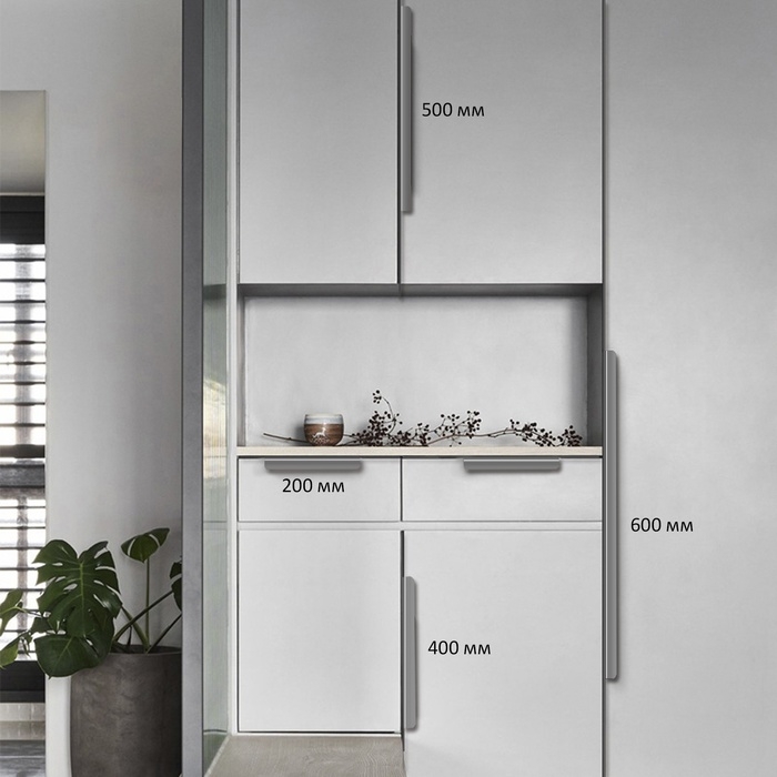 Ручка торцевая CAPPIO RP100GR, L=500 мм, цвет серый, 4 шт.