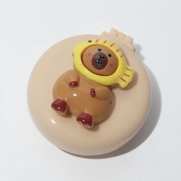 Расчёска массажная &laquo;Капибара&raquo;, складная, с зеркалом, d=6.5 см, бежевая