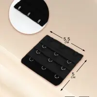 Застёжка-удлинитель для бюстгальтера, 3 ряда 3 крючка, 5&times;5.5 см, чёрная
