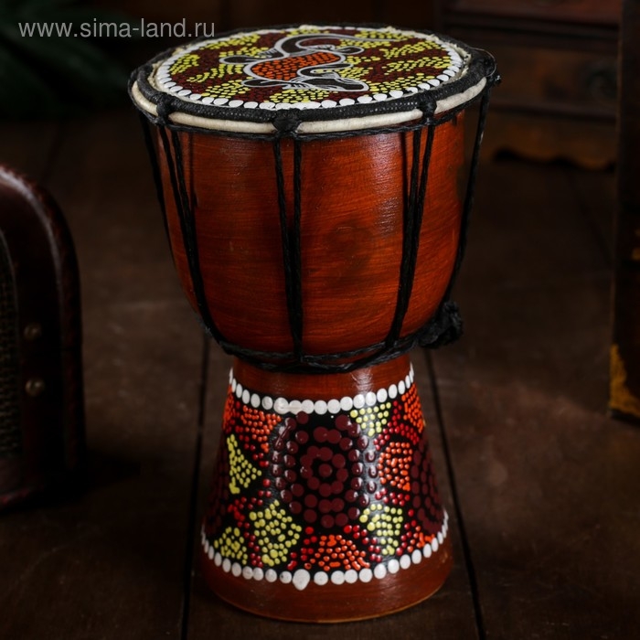 Сувенирный музыкальный инструмент "Барабан Джембе Цветочный узор" 11x11x20 см МИКС