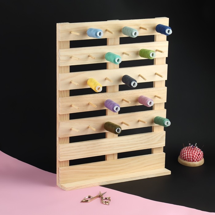 Органайзер-стойка для ниток, настенная/настольная, с креплениями, 40 &times; 30 &times; 5 см