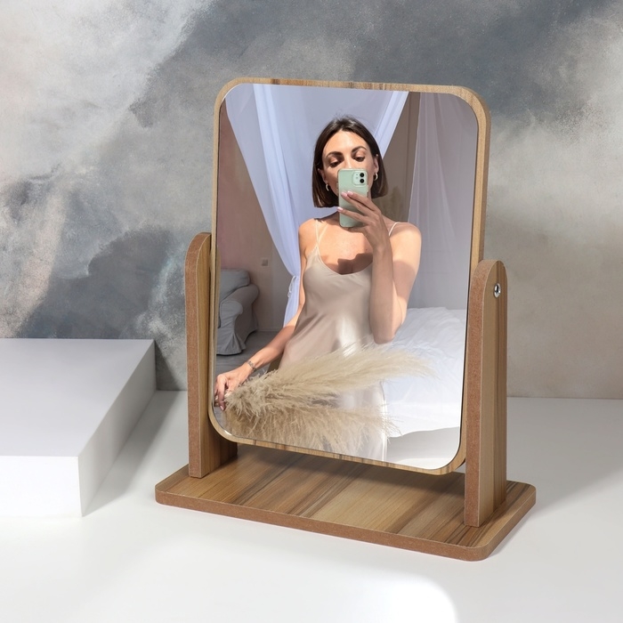 Зеркало настольное &laquo;BAMBOO&raquo;, зеркальная поверхность 15,7 х 20,5 см, цвет бежевый