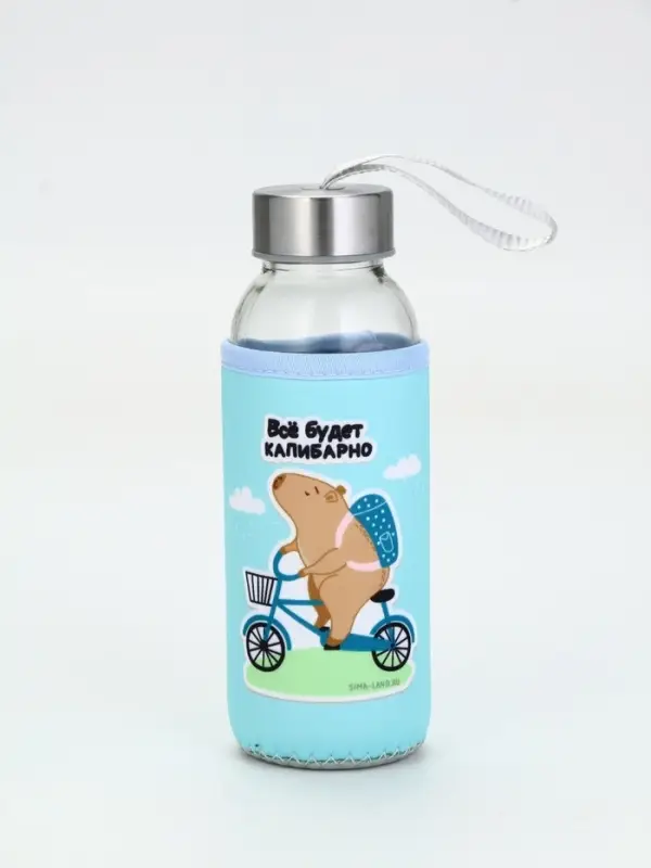 Бутылка стекло в чехле "Капибарно", 350мл