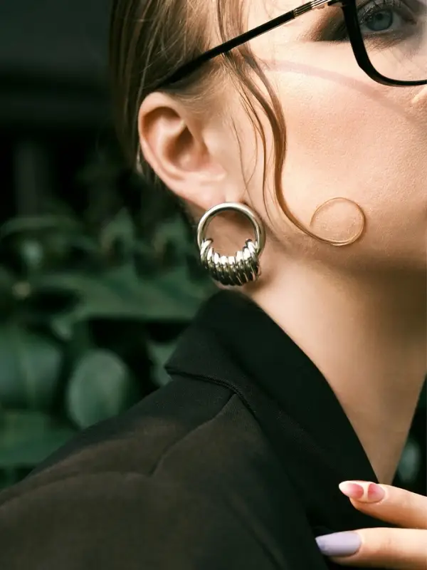 Серьги металл "Кольца" тренд, цвет золото