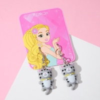 Серьги детские &laquo;Выбражулька&raquo; котята, цвет серый в серебре