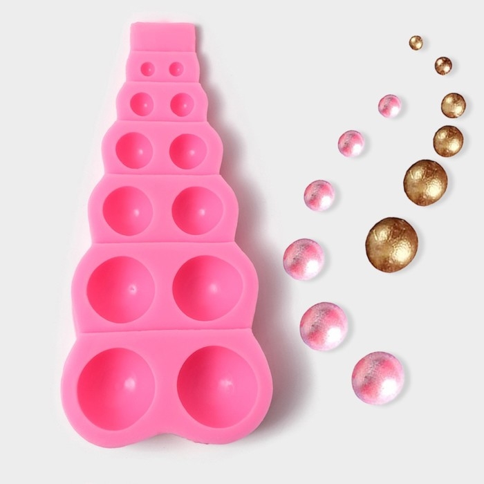 Молд &laquo;Полусферы&raquo;, силикон, 14&times;7&times;2 см, 12 ячеек, цвет розовый