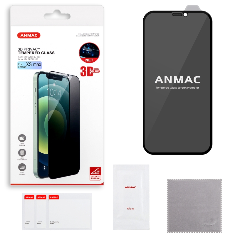 Защитное стекло iPh XS Max ANMAC 3D Privacy с сеточкой Арт. 1137254