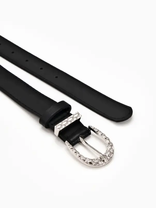 Ремень жен 05-01-02-01, Июнь2509, 3*0,3*110 см, без винта, пряж металл, 1 прокол, черный