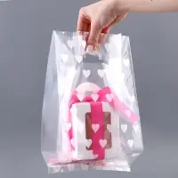 Пакет полиэтиленовый квадратный с вырубной ручкой, упаковка, "Сердечки", 17х33+17см &plusmn; 5% 60 мкм