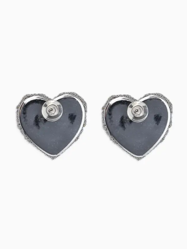Серьги "Сияние вечера" сердце, цвет белый в серебре
